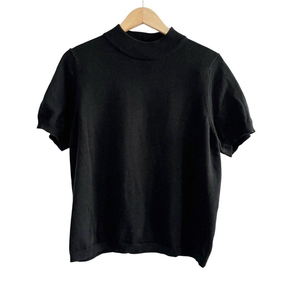 Vintage Mock Neck Short Sleeve Sweater
